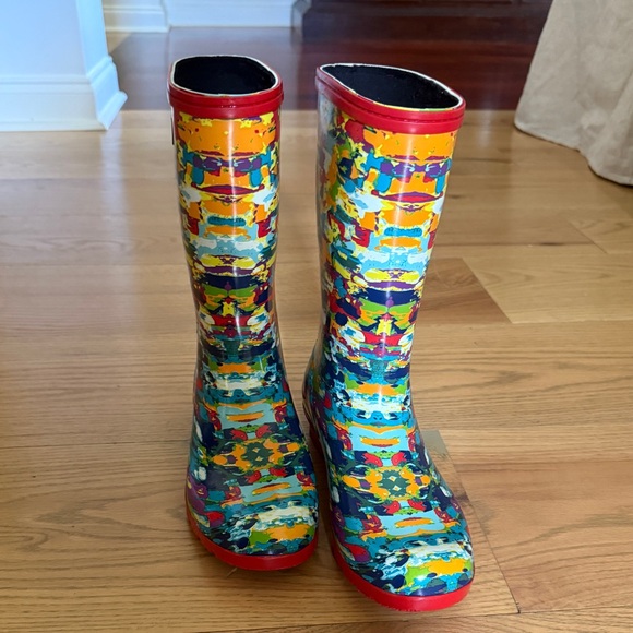 Roma Shoes - Roma Multicolor Artsy Women's Rain Boots 8
